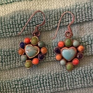 Vintage Brighton Multicolor Heart Earrings